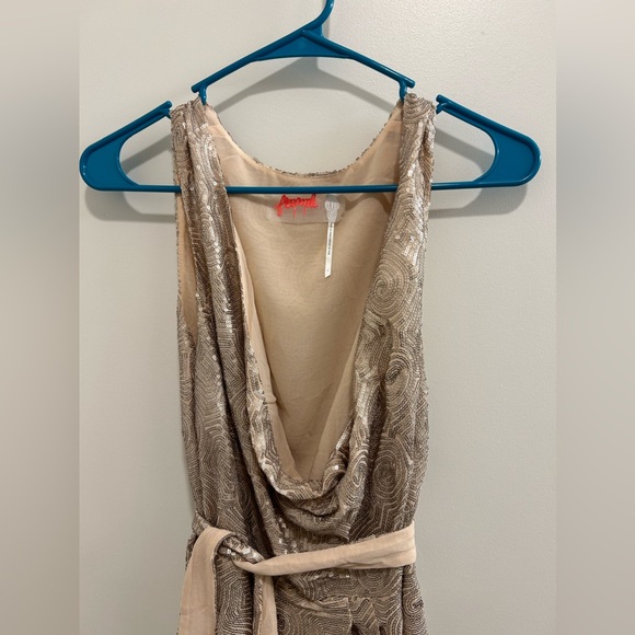 Free People Blush Sequin Swirl Dress with a Drape Neck - Picture 3 of 9